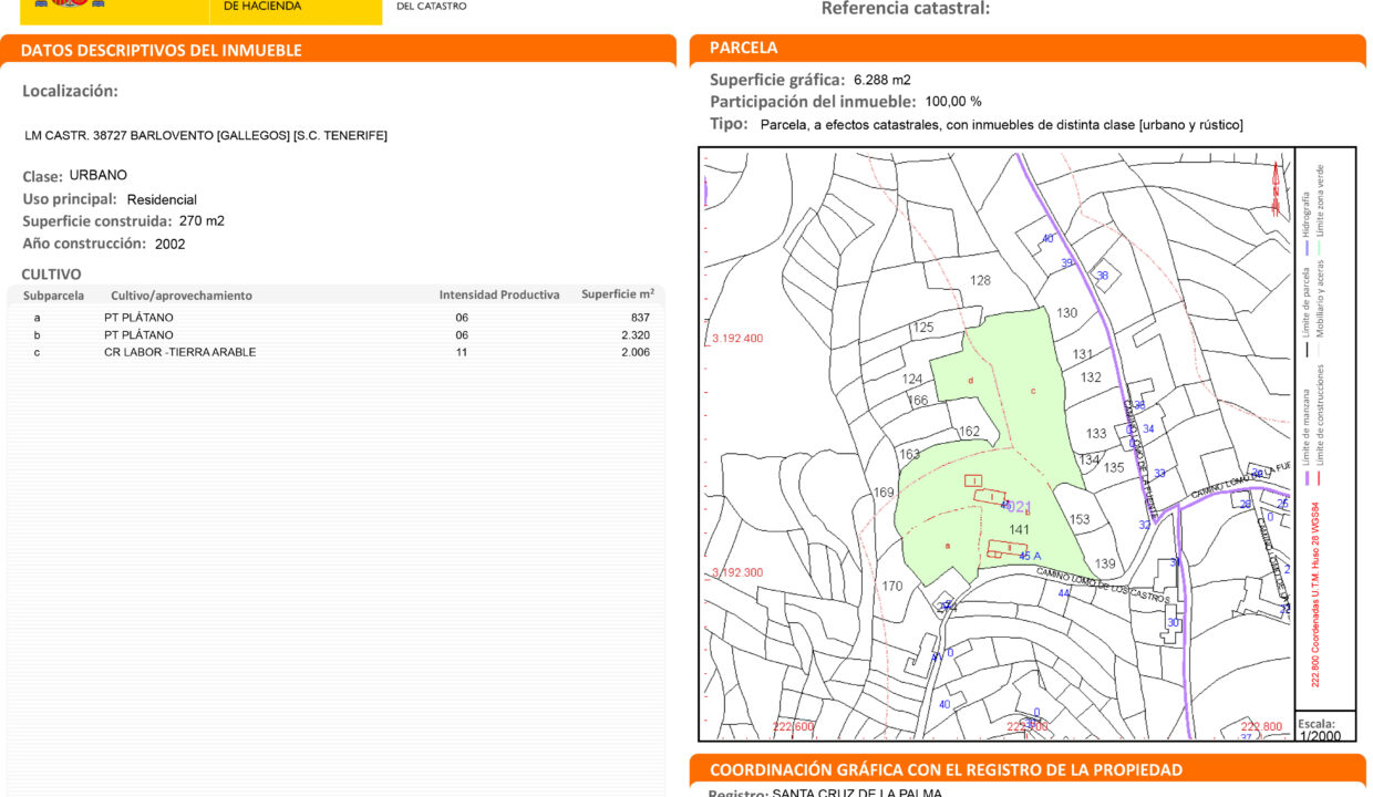 Certificación Descriptiva y Gráfica Catastral 38007A0210014100