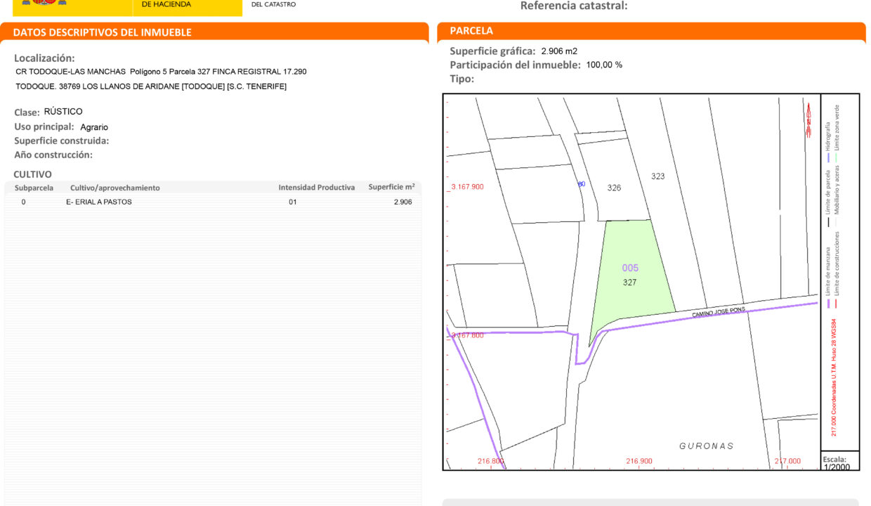 Certificación Descriptiva y Gráfica Catastral 38024A0050032700