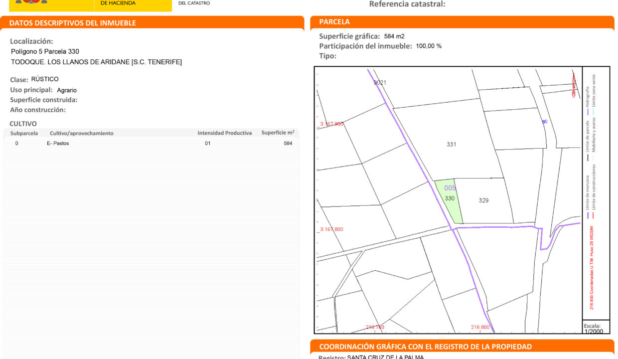 Certificación Descriptiva y Gráfica Catastral 38024A0050033000